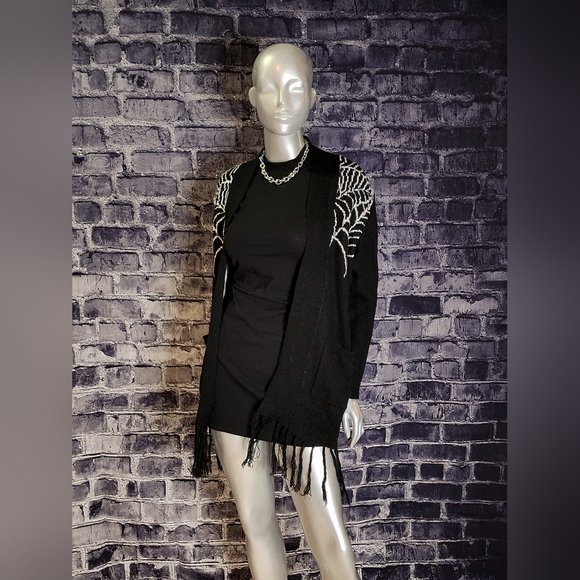 RARE! Spider Web Black Cardigan Sweater from Too Fast - Picture 5 of 13